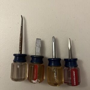Vtg Set of 4 Craftsman Flathead Screwdriver Blue & Red Translucent Made USA